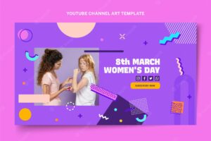 Flat international women's day youtube channel art