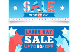 Flat labor day sale banners