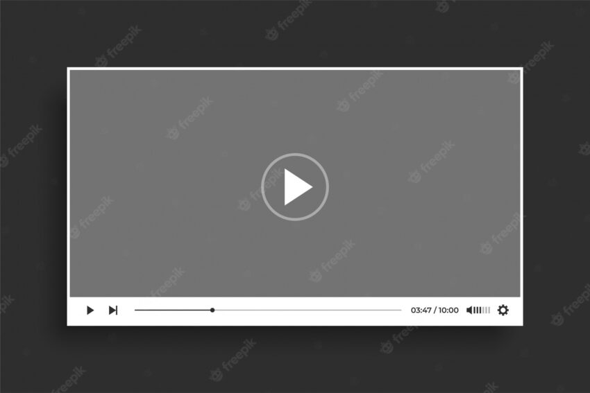 Flat style white video player modern template design