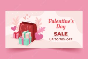 Flat valentines day sale banner template