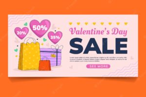 Flat valentines day sale banner template