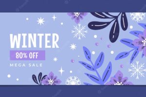 Flat winter sale banner template