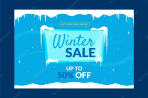 Flat winter season sale banner template