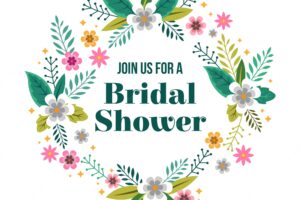 Floral bridal shower frame in flat design