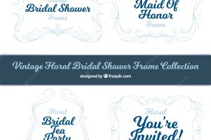 Floral bridal shower frames in vintage style