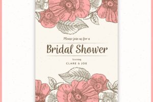 Floral bridal shower invitation in vintage style