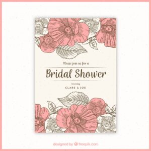 Floral bridal shower invitation in vintage style