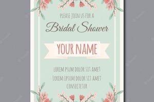 Floral bridal shower invitation in vintage style