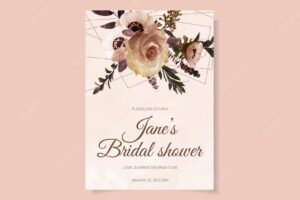 Floral bridal shower template card invitation trendy colourful flowers