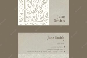 Floral business card template psd with paper texture design