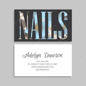 Floral nails text, business card template