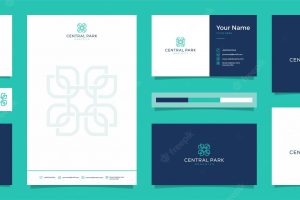 Floral organic logo with free business card and letterhead
