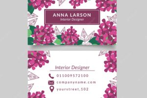 Floral vintage interior designer card