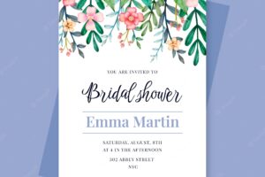 Floral watercolor bridal shower invitation