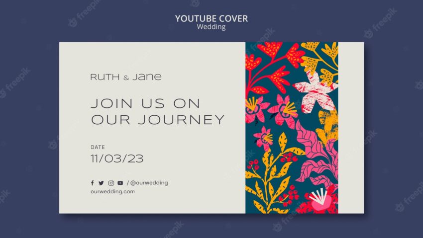 Floral wedding youtube cover template