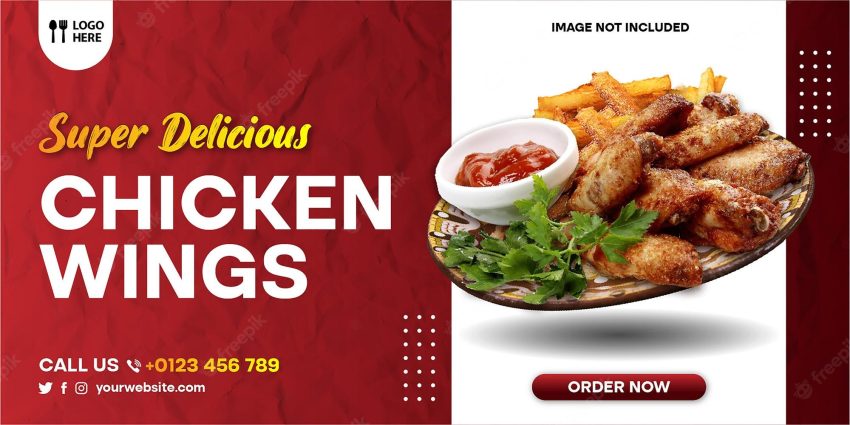 Food banner chicken wings background