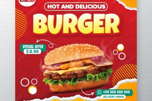 Food burger menu social media banner post template
