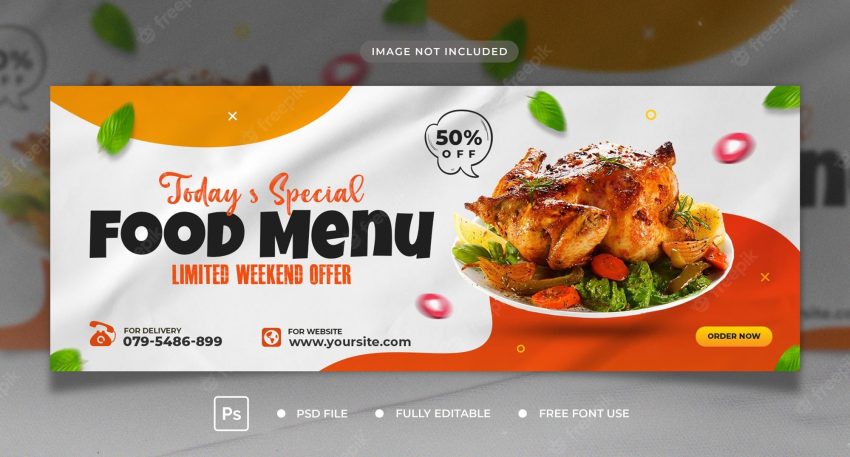 Food menu and restaurant facebook cover template