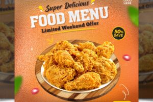 Food menu and restaurant social media instagram banner template free psd