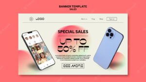 Geometric sales discount banner template
