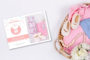 Girly baby shower invitation with photo