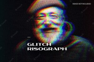 Glitch risograph photo effect