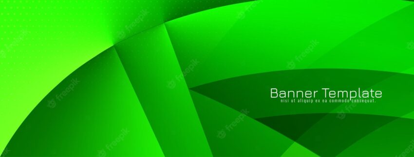 Glossy modern wave style green corporate banner design