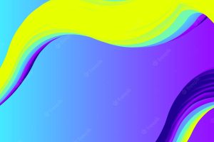 Gradient blue with colorful liquid wavy shapes background. horizontal banner
