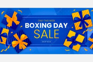 Gradient boxing day horizontal sale banner template
