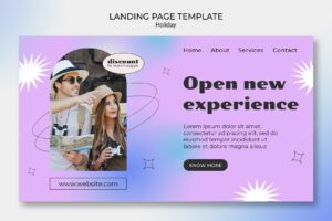 Gradient holiday trip landing page template