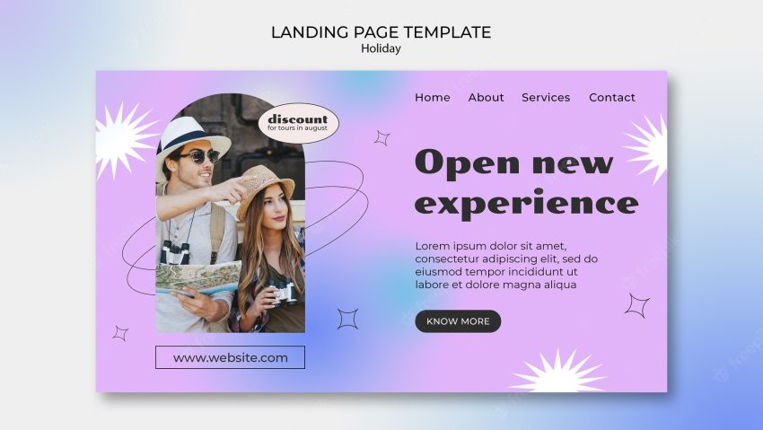 Gradient holiday trip landing page template