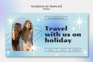 Gradient holiday trip social media promo template