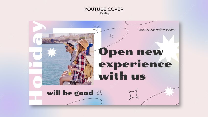 Gradient holiday trip youtube cover template