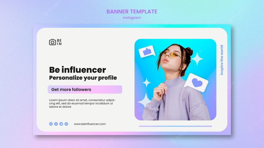 Gradient influencer banner design template