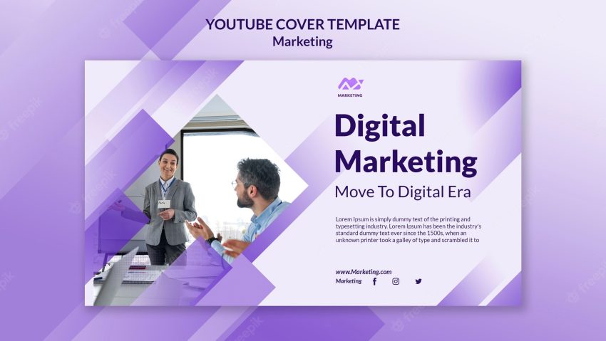Gradient marketing youtube cover design template