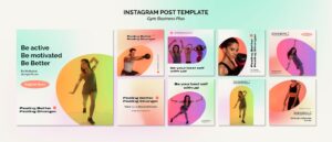 Gradient pastel gym and fitness instagram posts collection