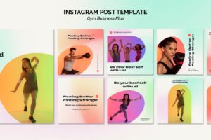 Gradient pastel gym and fitness instagram posts collection