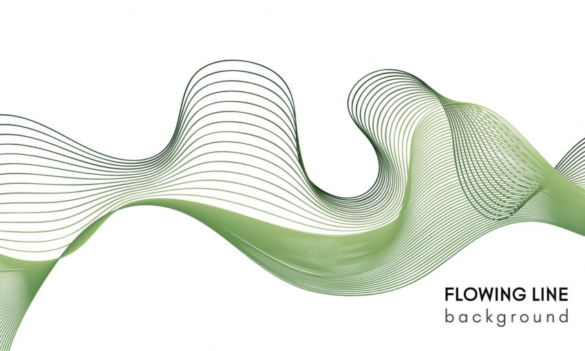 Green flowing lines design. abstract green smooth wave on a white background.