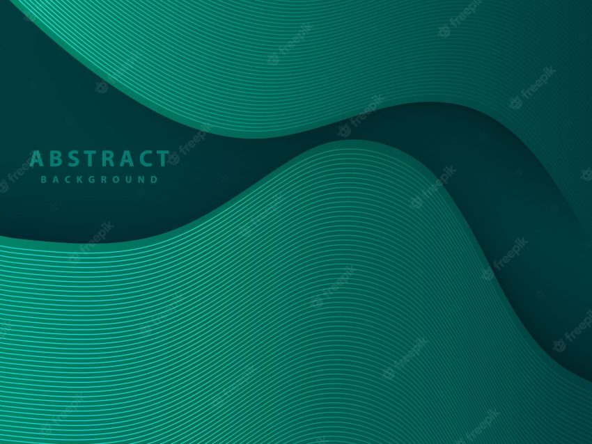 Green paper cut abstract background with futuristic transparent lines