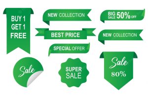 Green sales marketing promotion badge emblem collection - sales banner vector illustration