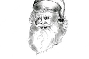 Hand draw christmas santa claus face sketch on white background