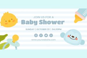 Hand drawn baby shower facebook cover template