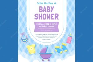 Hand drawn baby shower invitation template