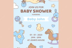 Hand drawn baby shower invitation