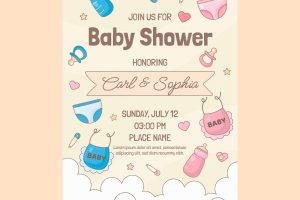 Hand drawn baby shower invitation