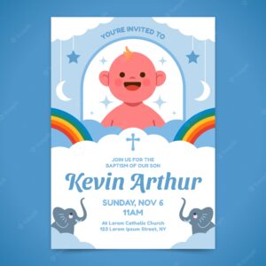 Hand drawn baptism poster template design