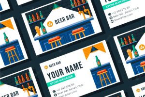 Hand drawn beer bar business card template