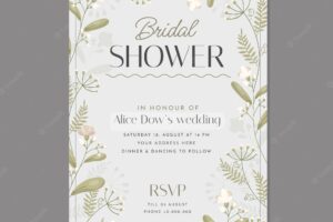 Hand drawn bridal shower invitation template