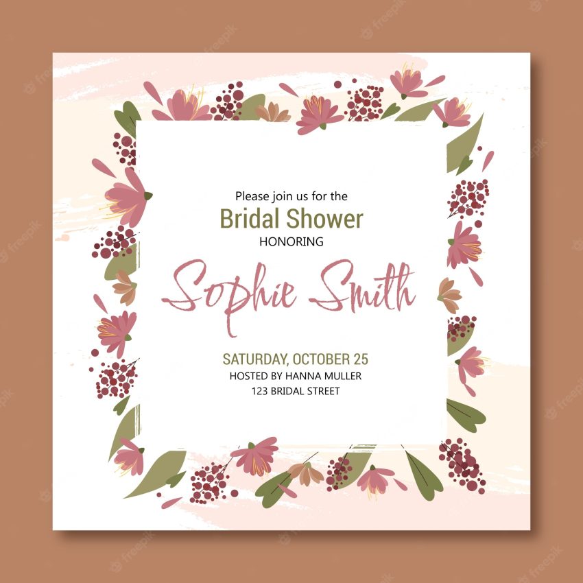 Hand drawn bridal shower invitation