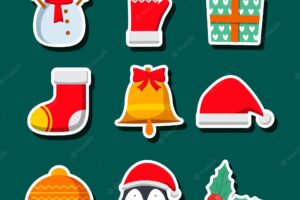 Hand drawn christmas characters and elements sticker